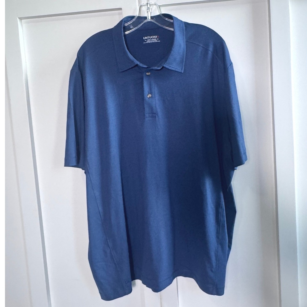 UNTUCKit Clavidor Navy Blue Performance Polo Shirt Mens 3XL 31436 Stretch Golf